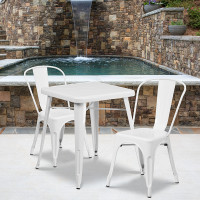 Flash Furniture CH-31330-2-30-WH-GG Metal Table Set in White